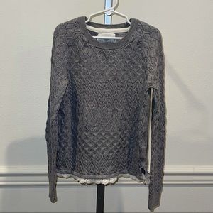 L.OG.G. Label of Graded Goods Gray & Lace Pullover Sweater, 8-10